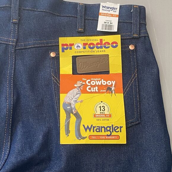 Vintage Wrangler 13mwz Jeans cowboy Cut 38x34 Pro rodeo western Deadstock NOS - Picture 1 of 9